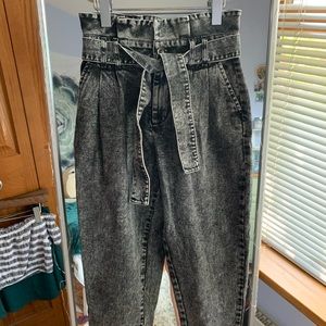 Black trash bag style jeans